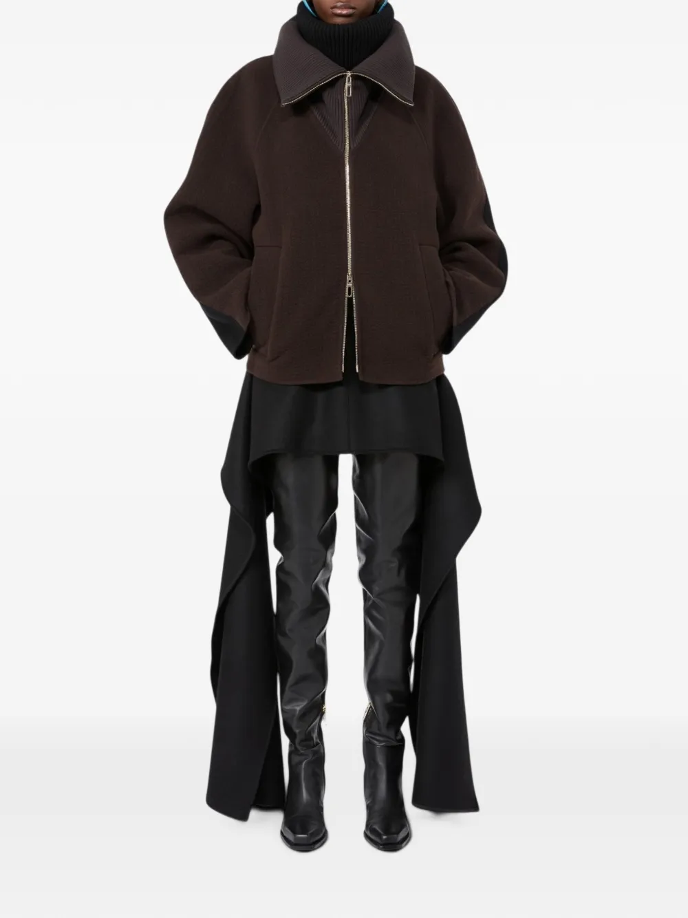 Sportmax Jas met hoge hals en vlakken Bruin