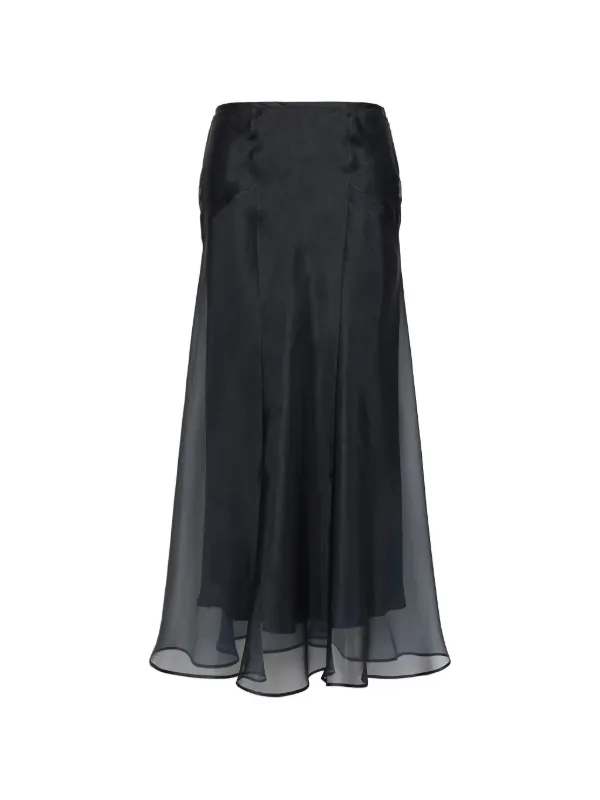 Max Mara Eastrale Sheer Silk Skirt in Black