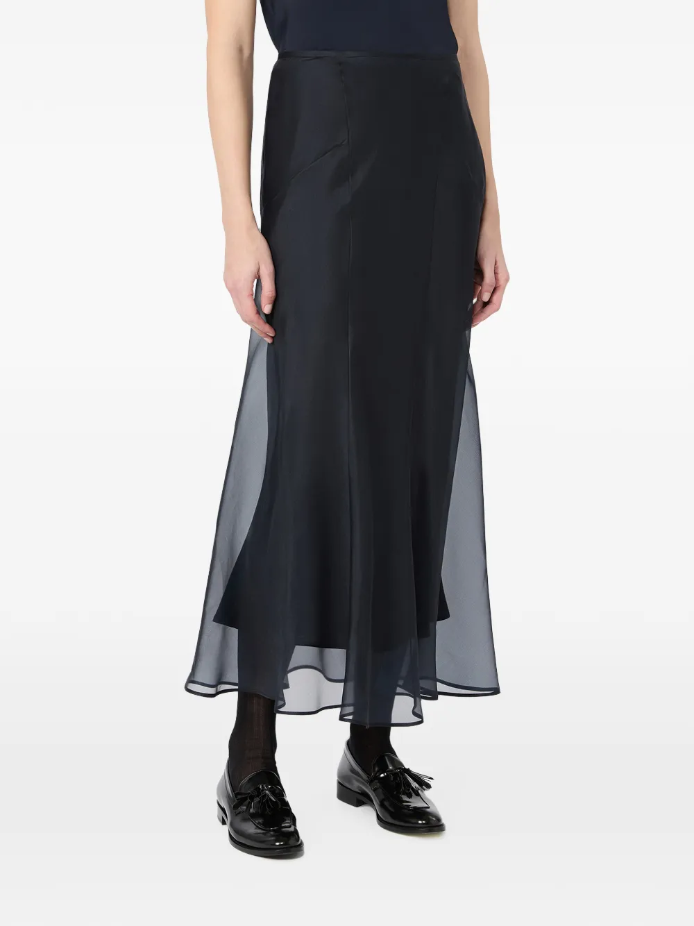 Max Mara Flared midi-rok met doorzichtig vlak Zwart