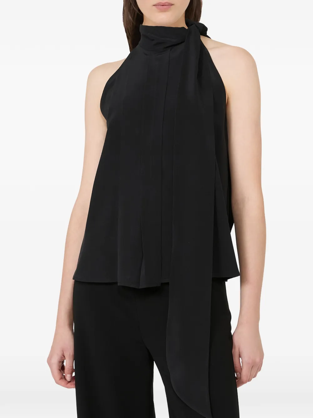 Max Mara Mouwloze top met strik Zwart