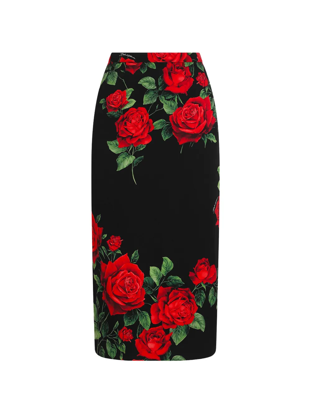 Dolce & Gabbana rose-print pencil midi skirt - Schwarz