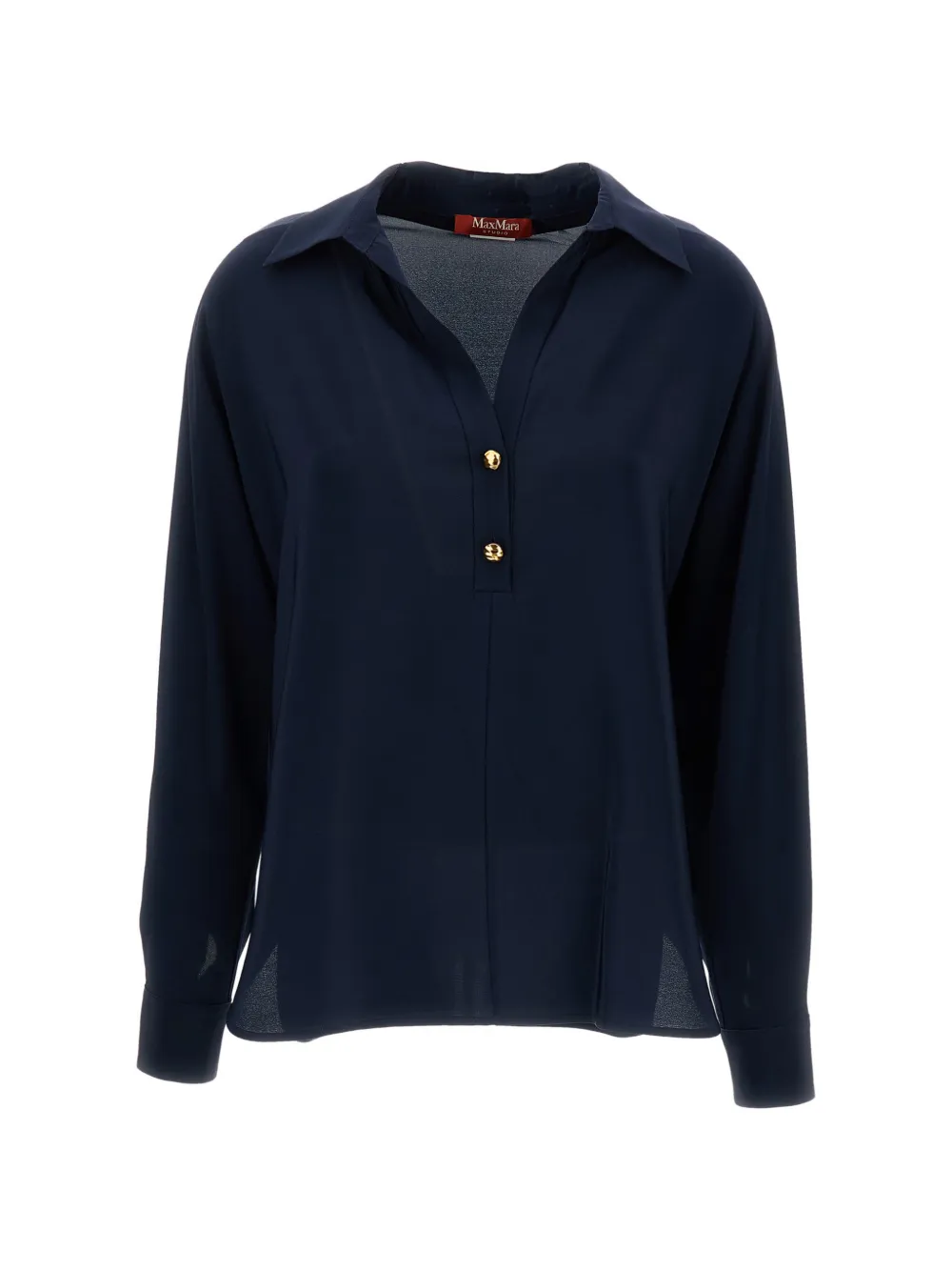 Max Mara Polo in seta con bottoni - Blu