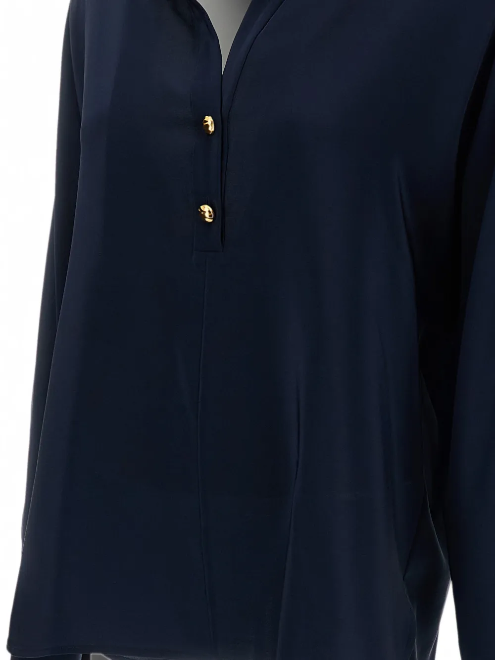 Max Mara Zijden poloshirt met knoopsluiting Blauw