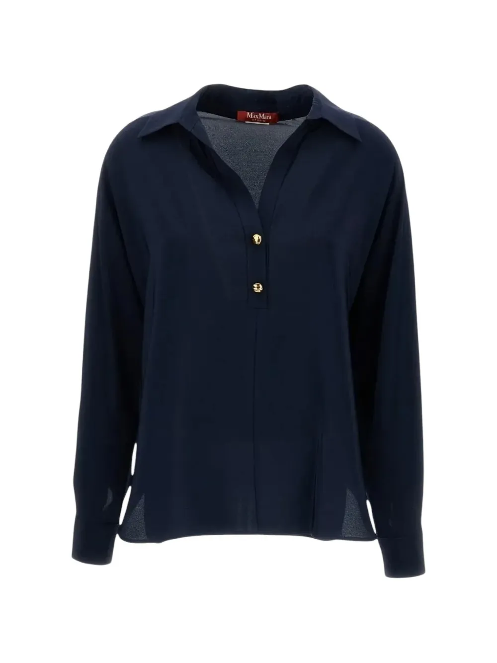 Max Mara Zijden poloshirt met knoopsluiting Blauw