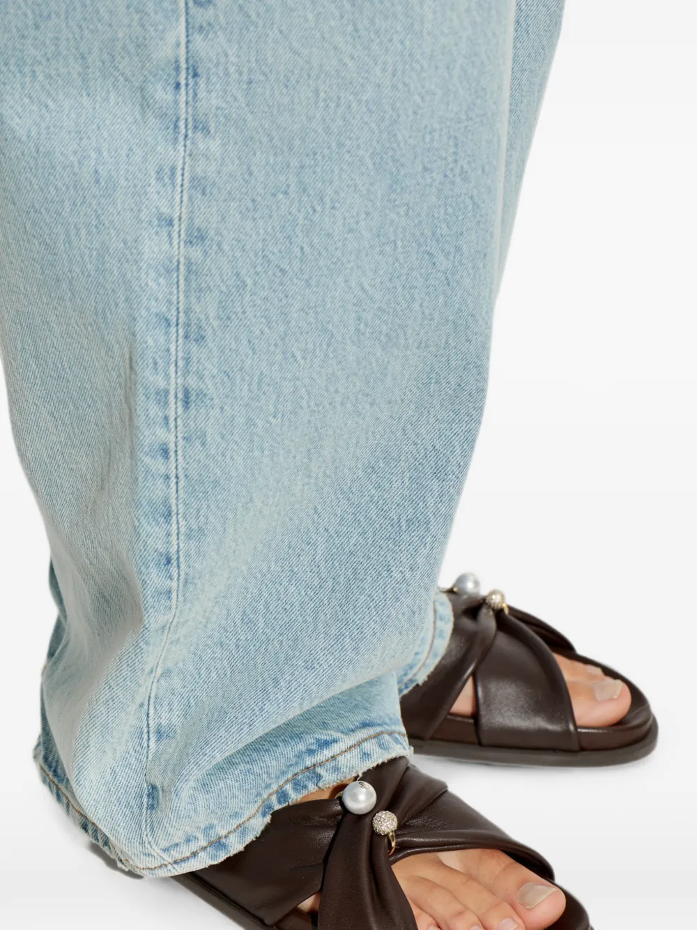 Jimmy Choo Rafi pearl-embellished leather sandals Bruin