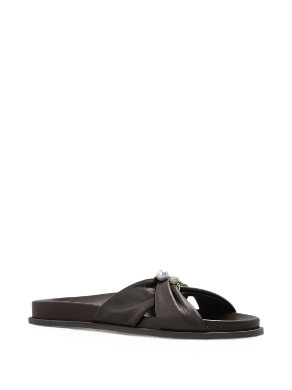 Jimmy Choo Rafi pearl-embellished leather sandals Bruin