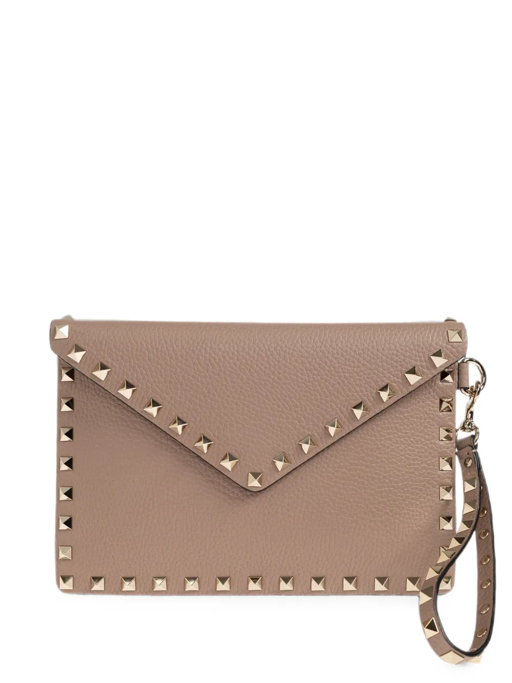Valentino Garavani Rockstud leather clutch bag - Toni neutri