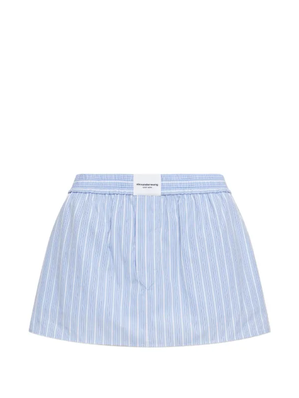 Alexander Wang Vertical-stripe Logo-patch Mini Skirt in Blue