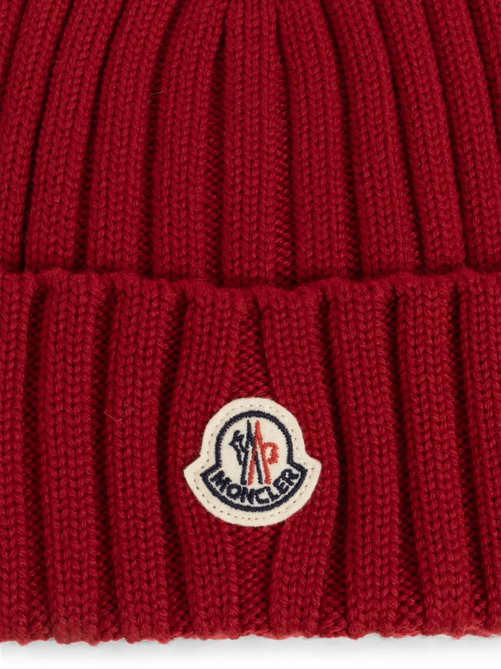 Moncler Ribgebreide muts met logopatch Rood