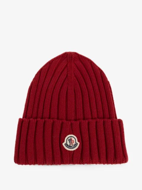 Moncler gorro tejido de canalé con parche del logo