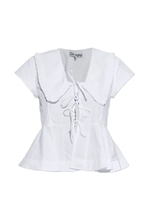GANNI ruffled-collar peplum blouse