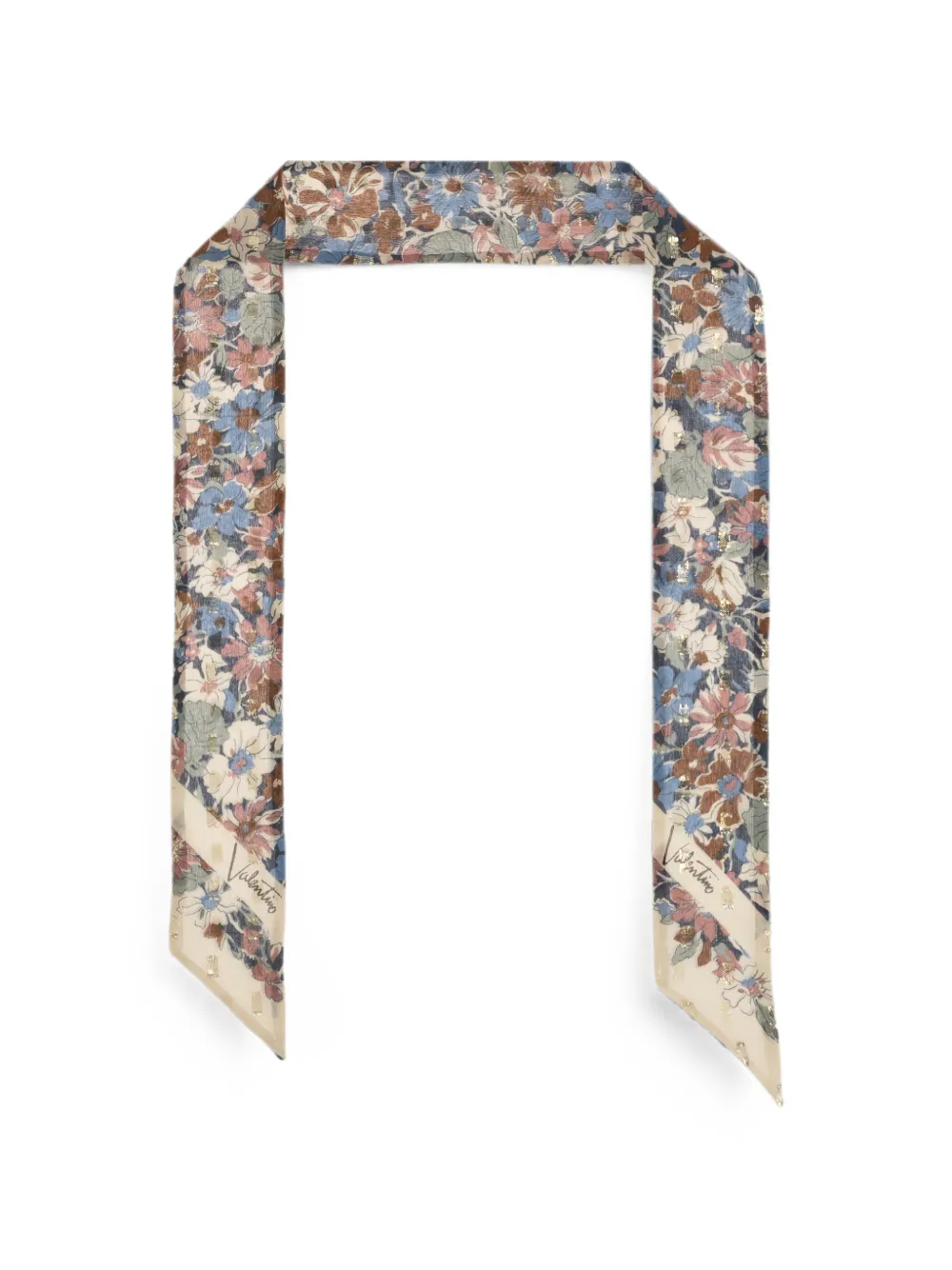 Valentino Garavani Foulard in seta a fiori - Toni neutri