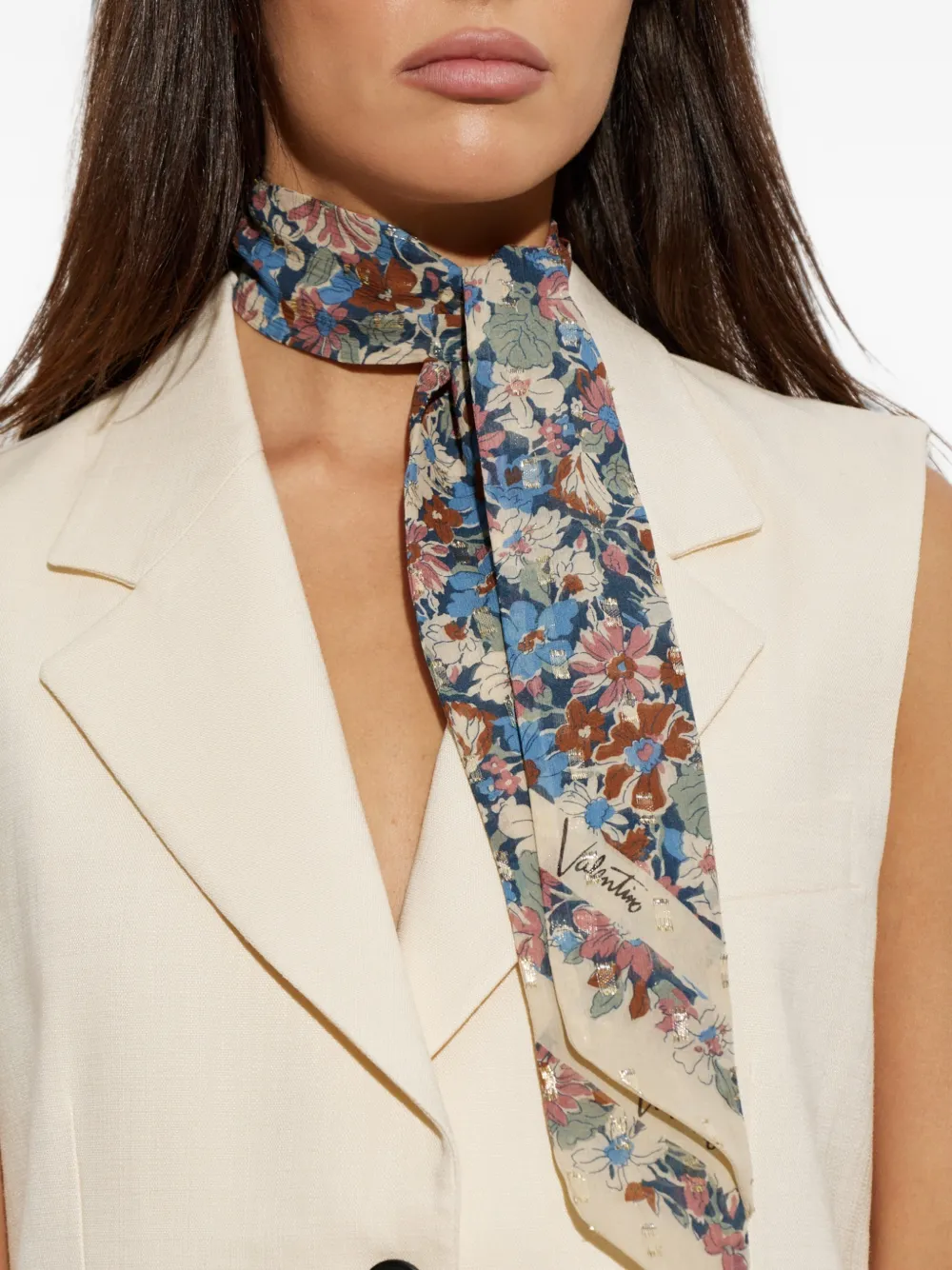 Valentino Garavani Sjaal met bloemenprint Beige