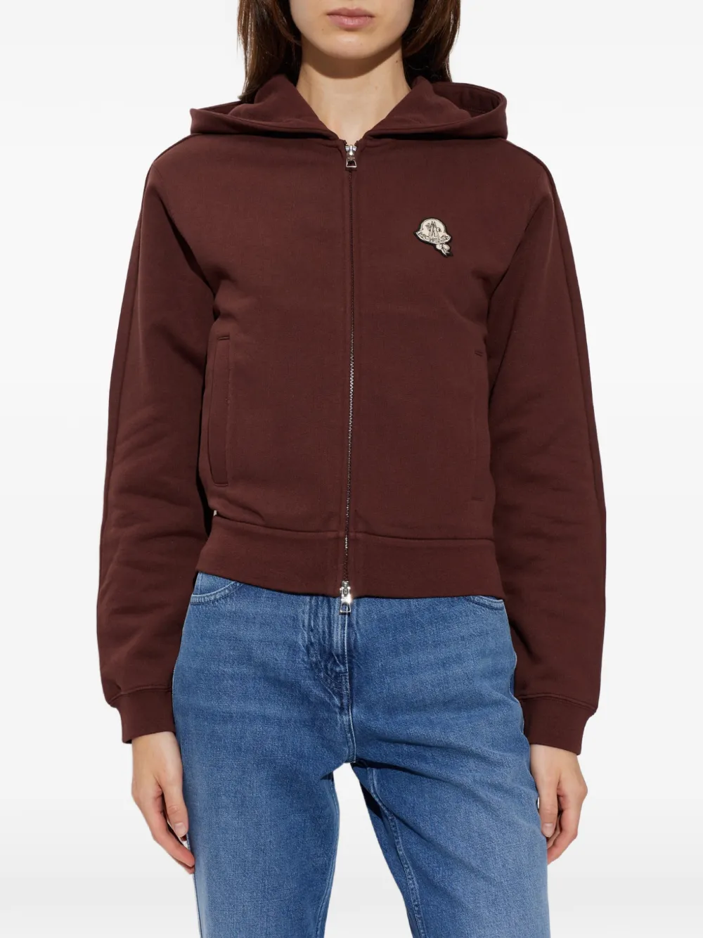 Moncler Hoodie met logopatch Bruin