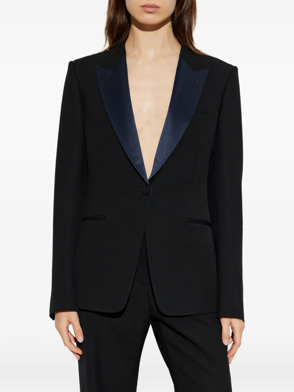TOM FORD Wollen blazer met puntige revers Zwart