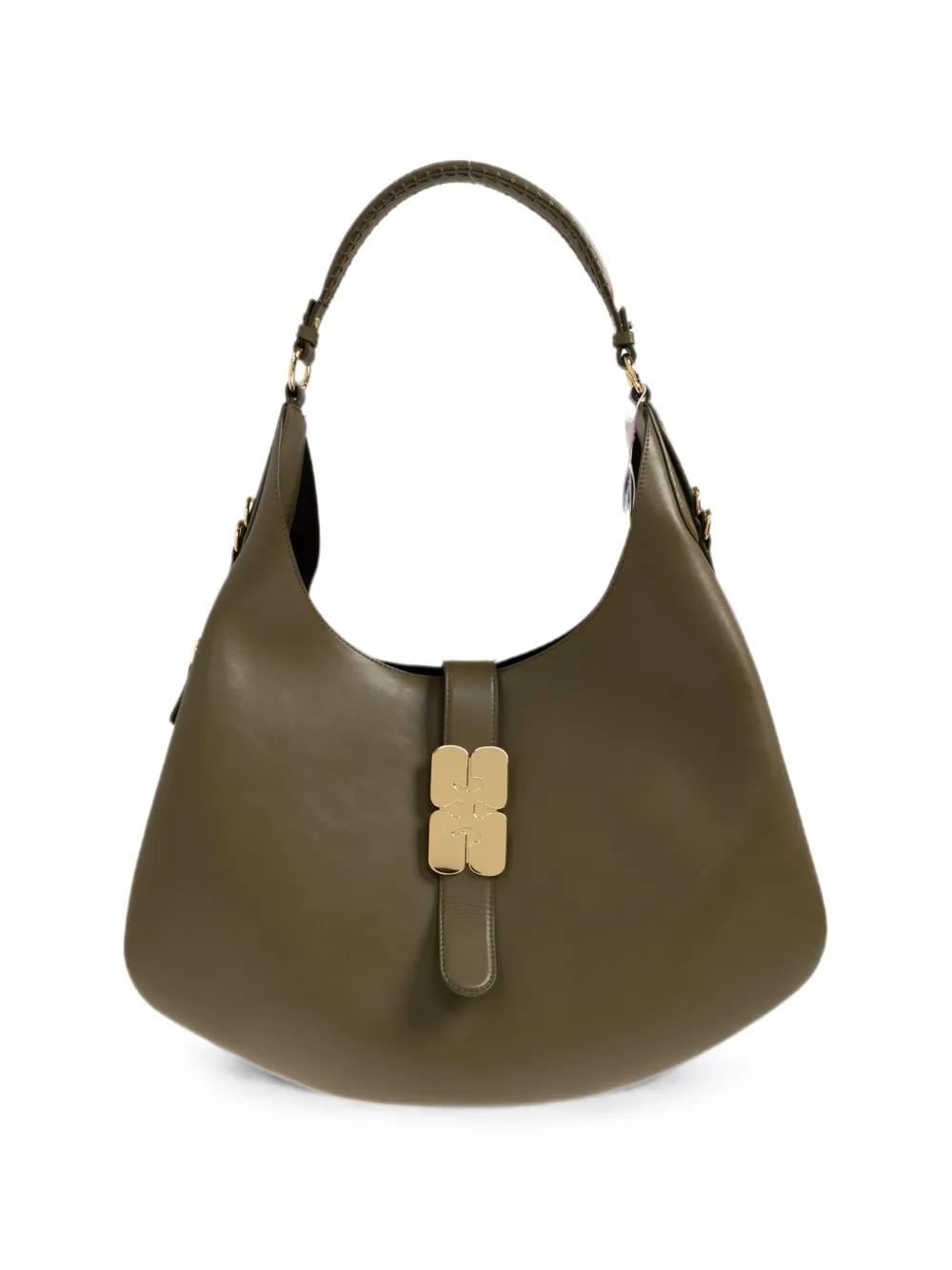 GANNI Butterfly-plaque shoulder bag - Verde