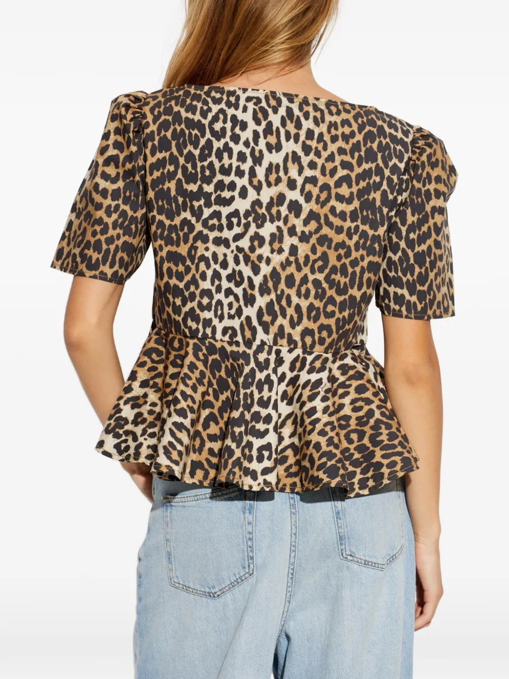 GANNI Blouse met luipaardprint Beige