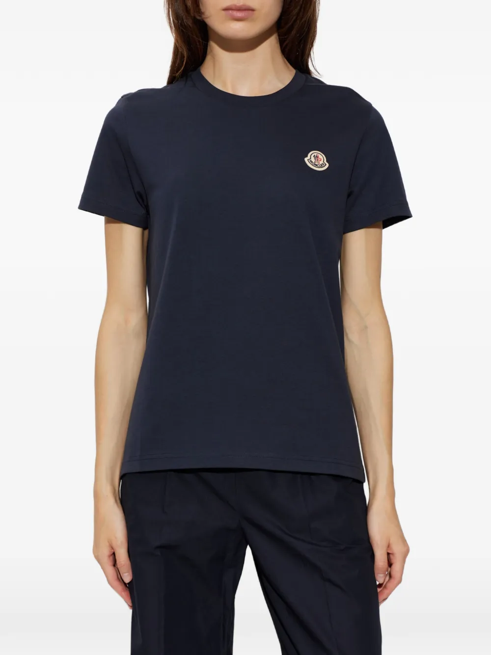 Moncler Drie T-shirts met logo-patch Blauw