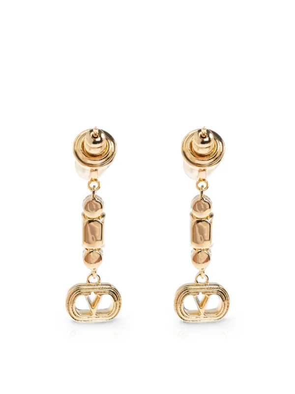Valentino Garavani Vロゴ シグネチャー クリスタル ピアス | ゴールド