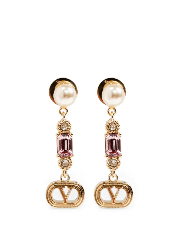 Valentino Garavani Vロゴ シグネチャー クリスタル ピアス | ゴールド
