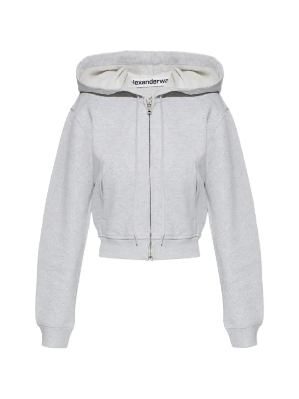 Alexander Wang Zip-up Cropped Hoodie in Grey