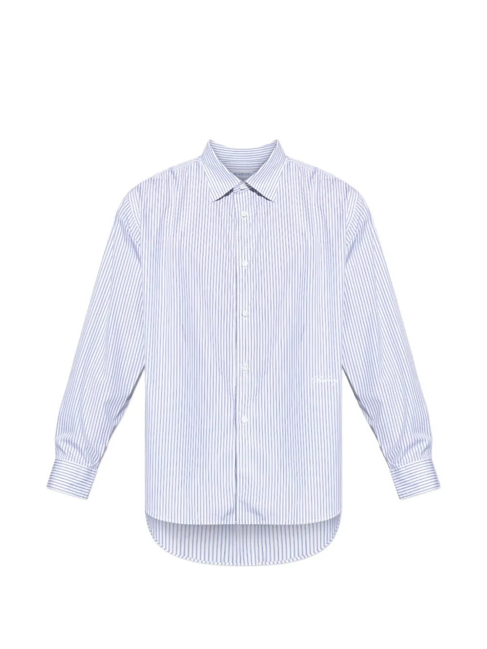 Burberry vertical-stripe logo-embroidered shirt - Weiß