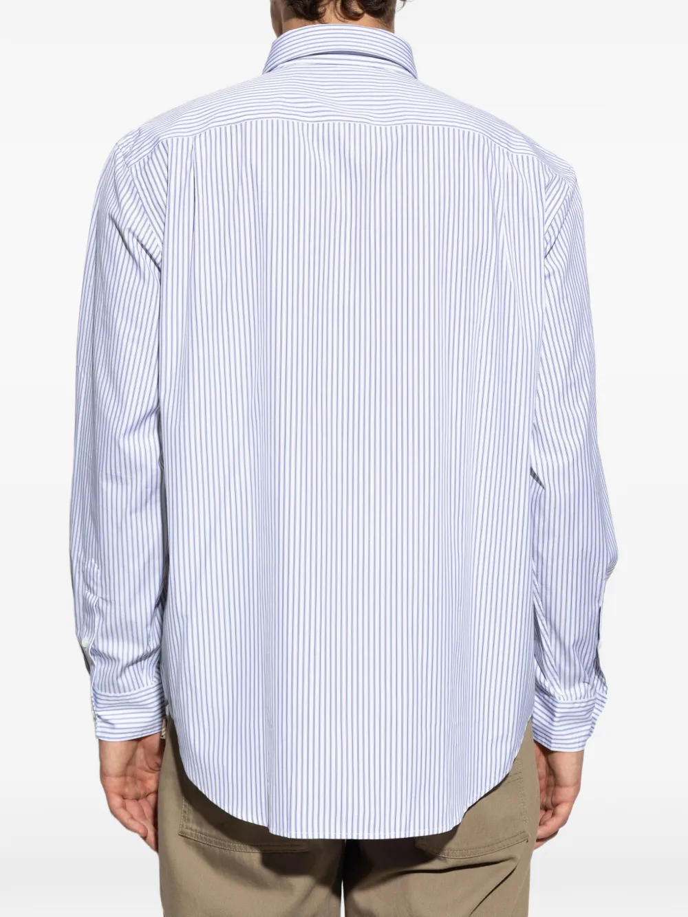 Burberry Overhemd met geborduurd logo en verticale streep Wit
