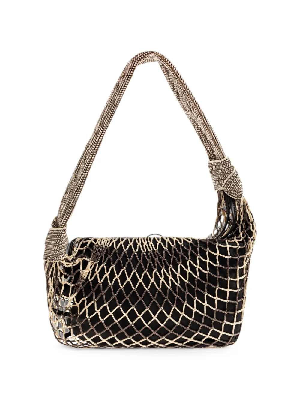 LEMAIRE Fortune Croissant schoudertas met mesh laag Zwart