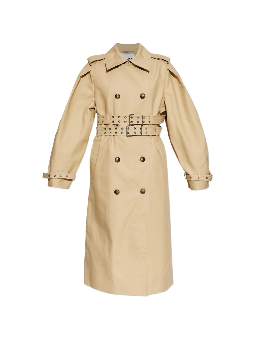 GANNI double-breasted belted trench coat - Toni neutri