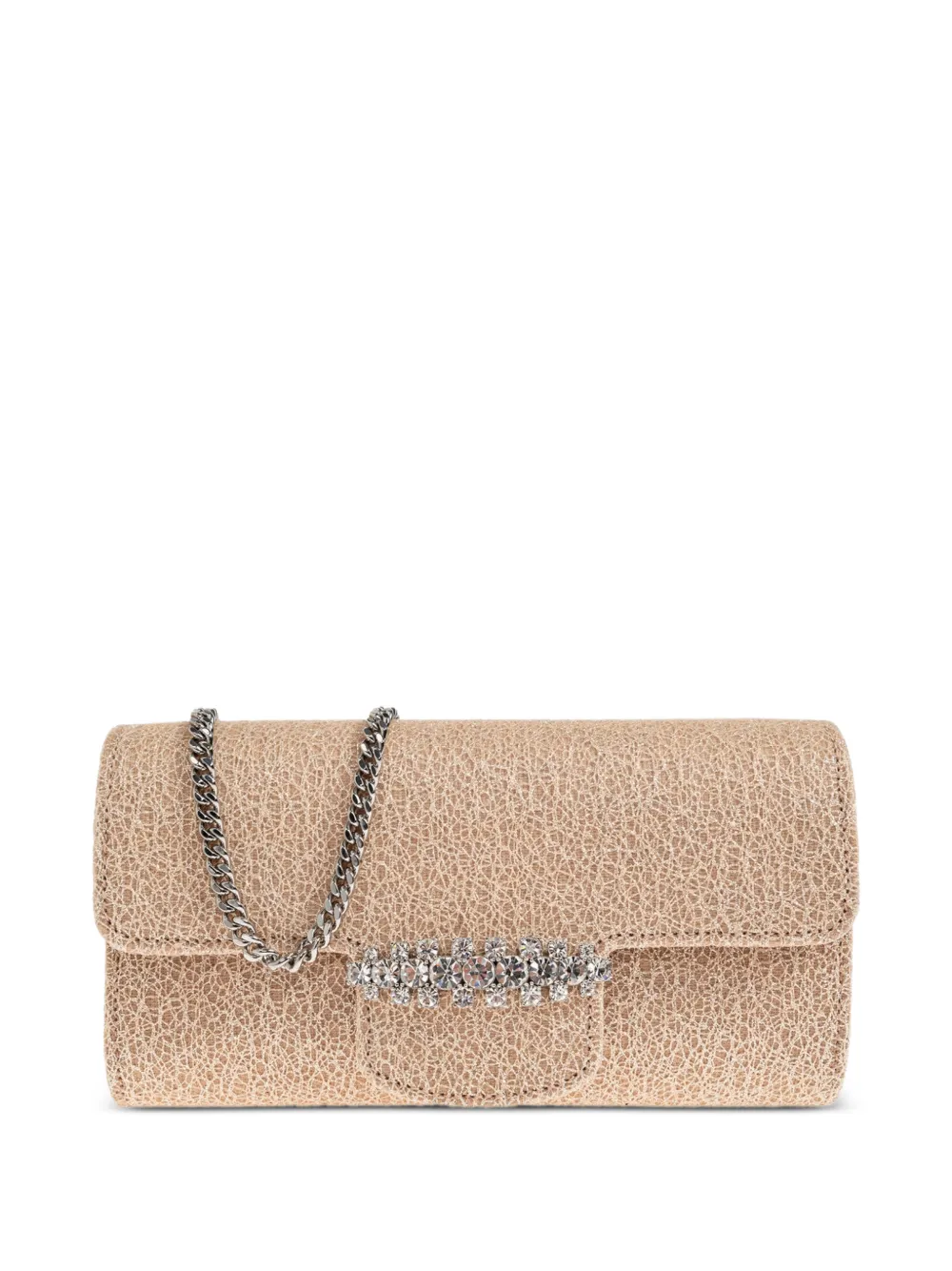 Jimmy Choo Bing crystal-embellished wallet on chain - Nude