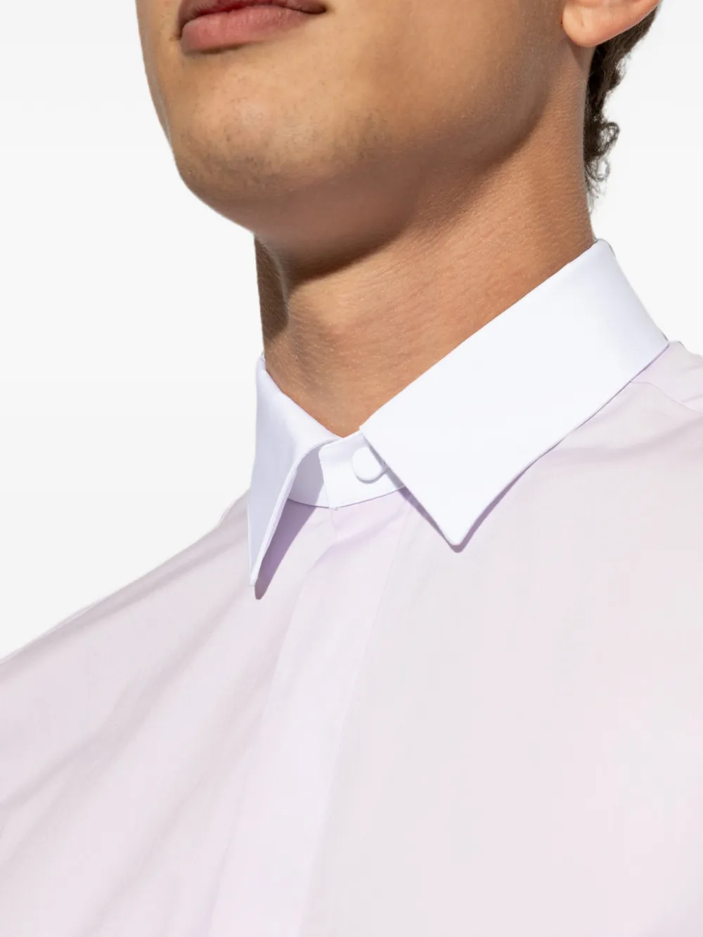 TOM FORD Overhemd met contrasterende kraag en verborgen sluiting Roze
