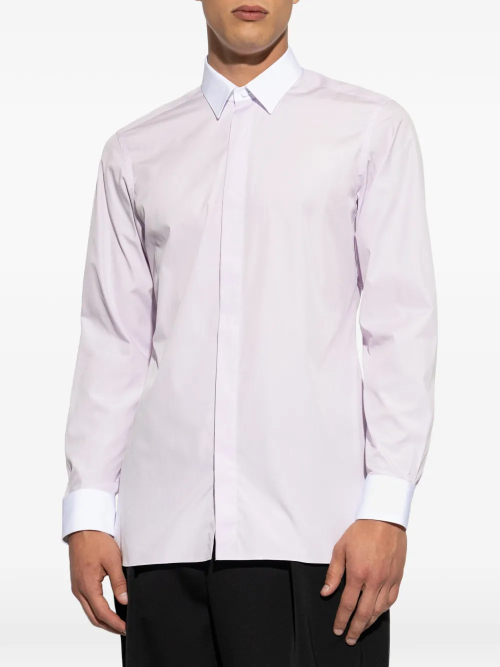 TOM FORD Overhemd met contrasterende kraag en verborgen sluiting Roze