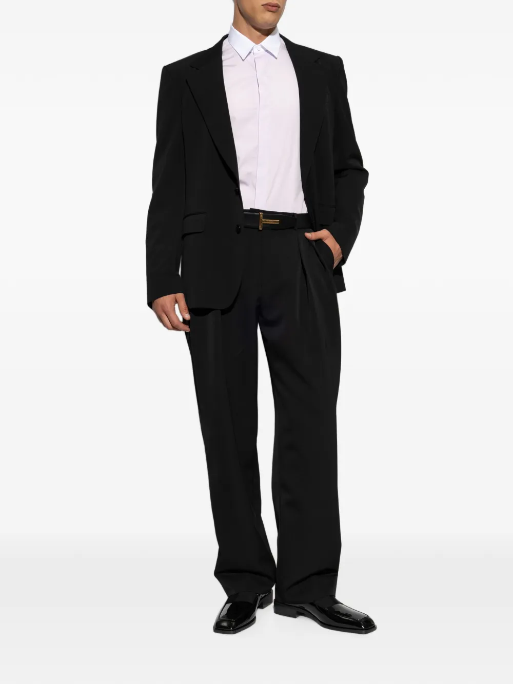 TOM FORD Overhemd met contrasterende kraag en verborgen sluiting Roze