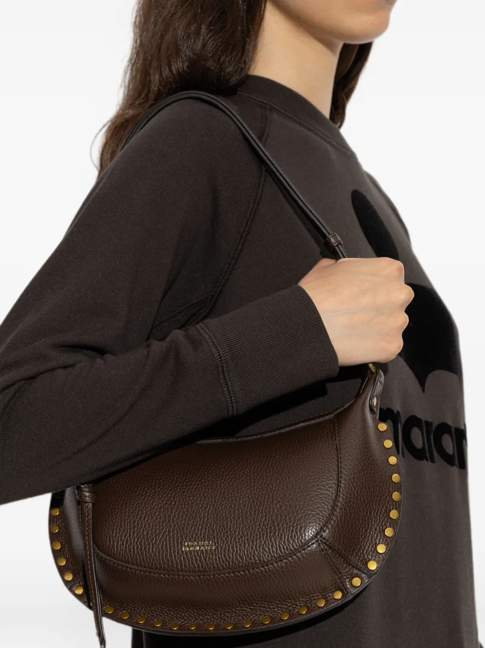 ISABEL MARANT Oskan Moon leren schoudertas Bruin