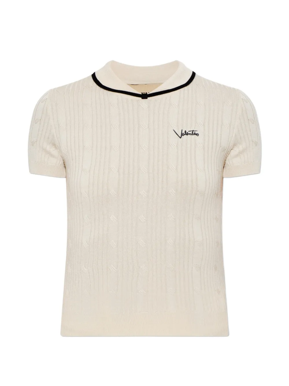 Valentino Garavani logo-embroidered cable-knit top - Toni neutri