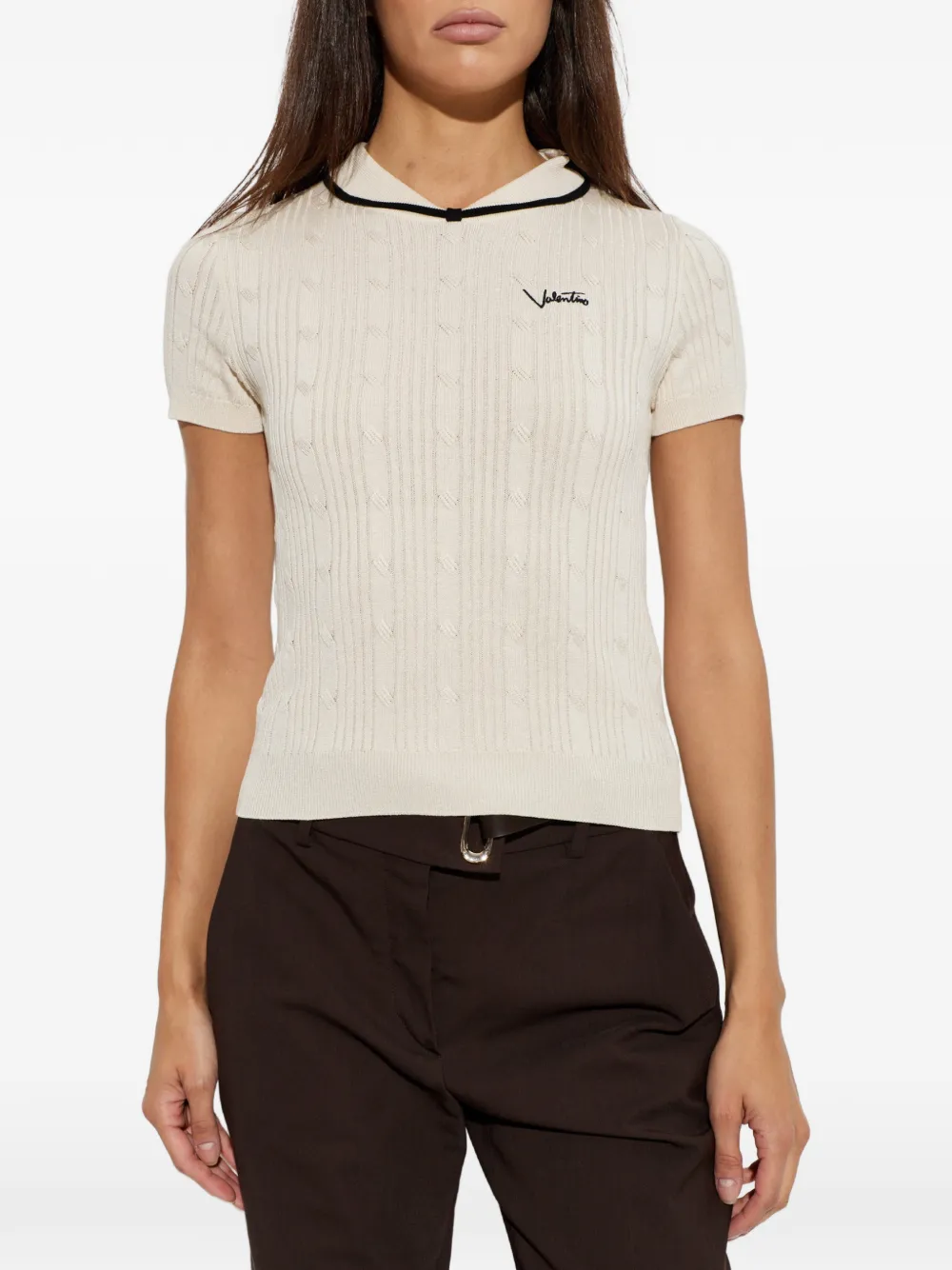 Valentino Garavani Top met geborduurd logo Beige