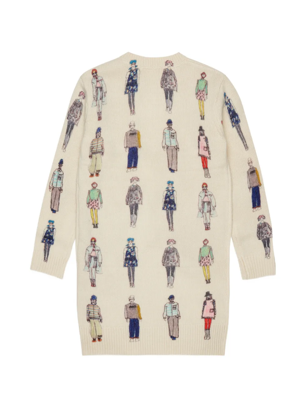 Marni Kids Jurk met geborduurd logo en illustratieve print Beige