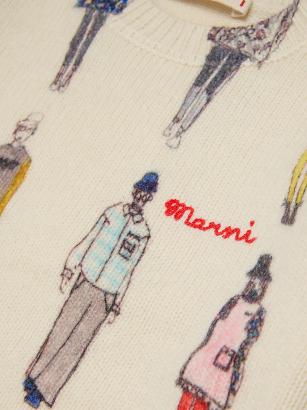 Marni Kids Jurk met geborduurd logo en illustratieve print Beige