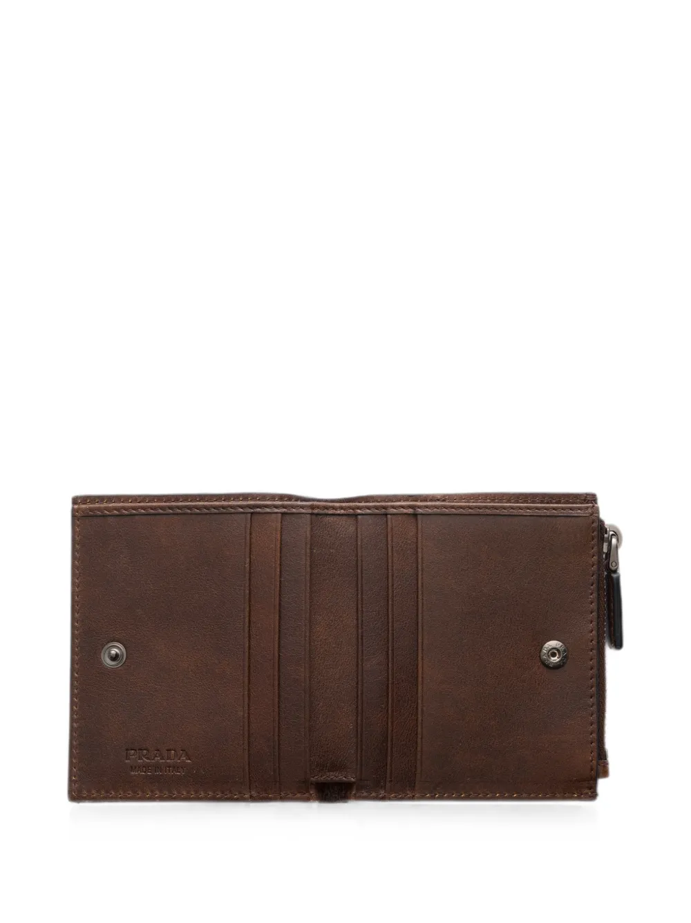 Prada Leren portemonnee Bruin