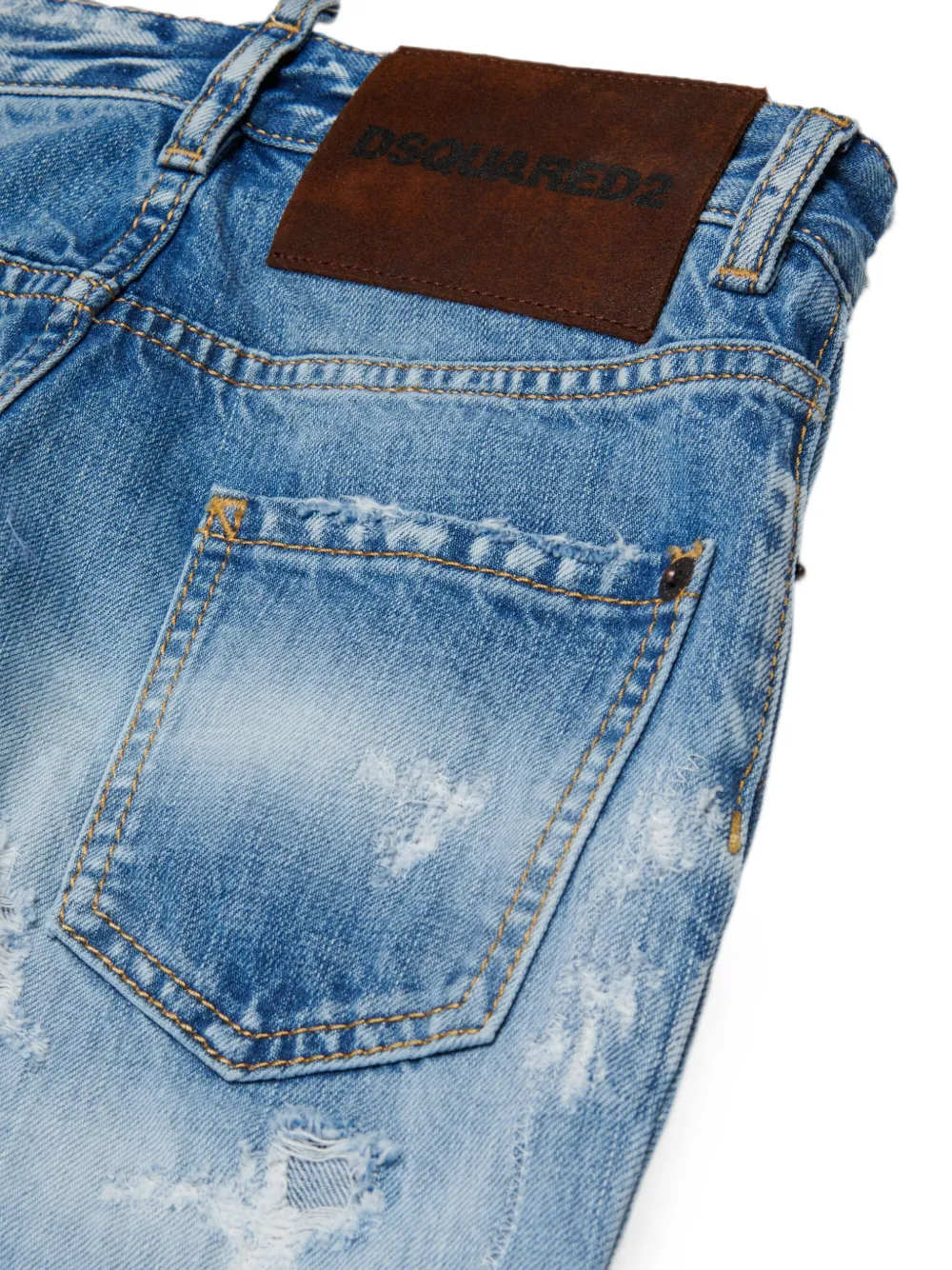 DSQUARED2 KIDS Gerafelde jeans met patchwork Blauw