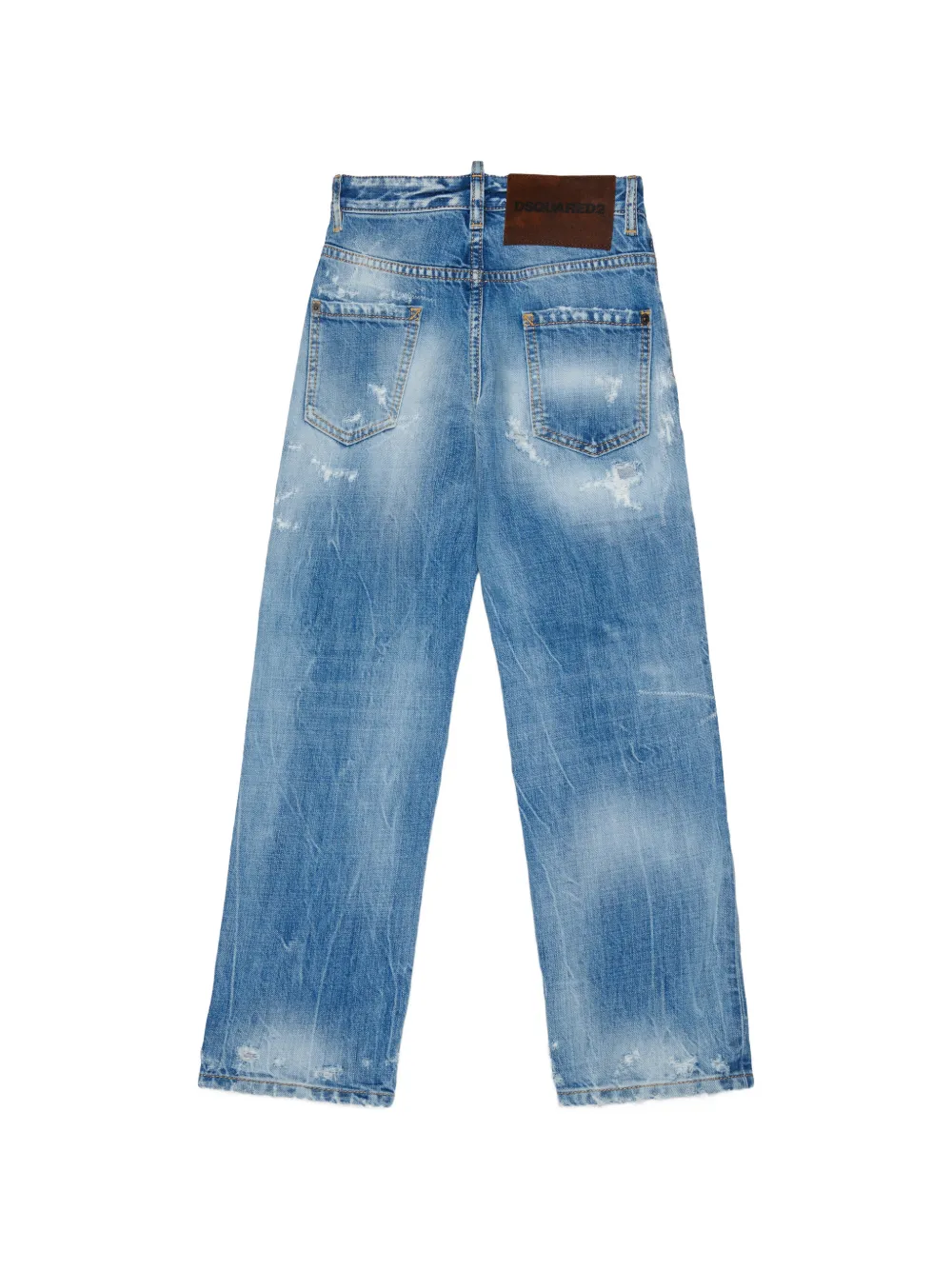 DSQUARED2 KIDS Gerafelde jeans met patchwork Blauw