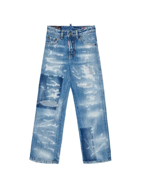 DSQUARED2 KIDS jean à design patchwork et effet usé