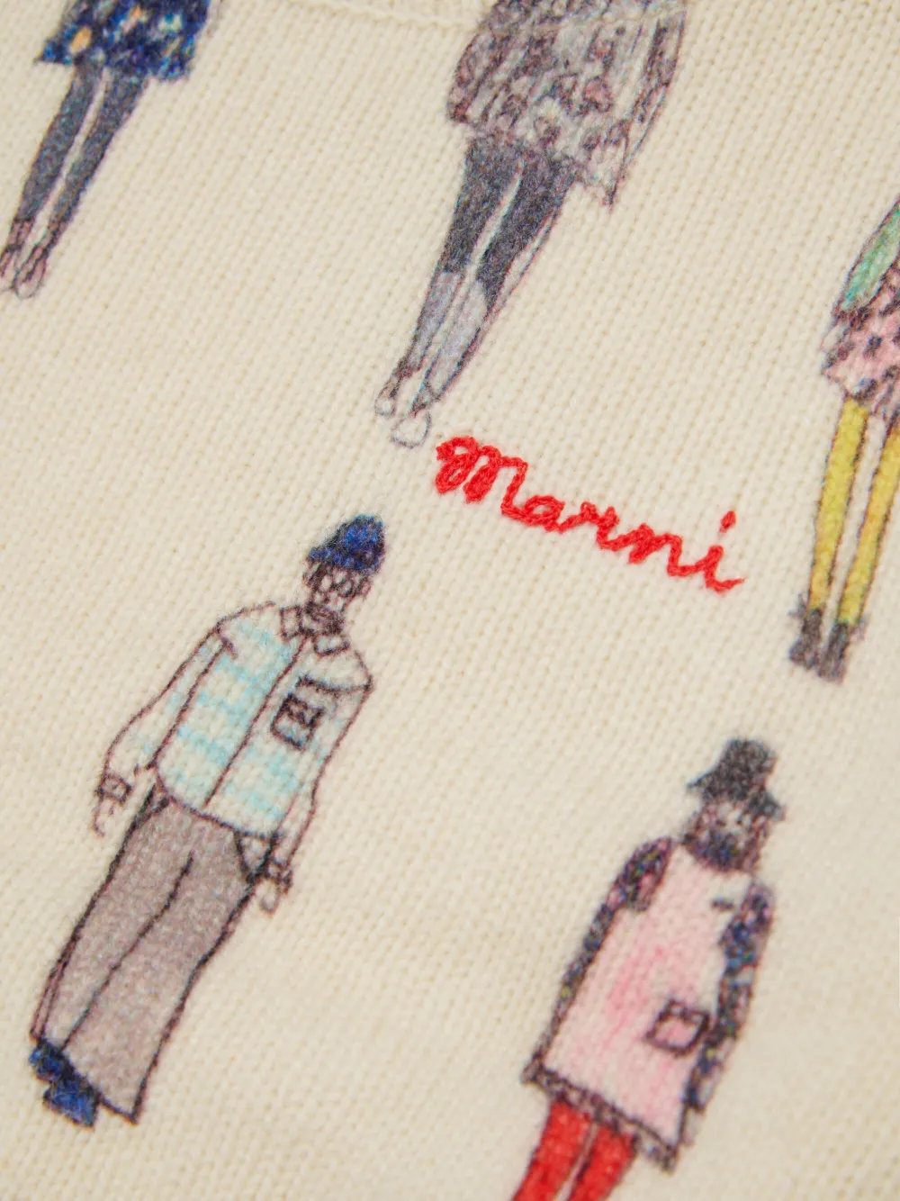Marni Kids Trui met geborduurd logo en grafische print Beige