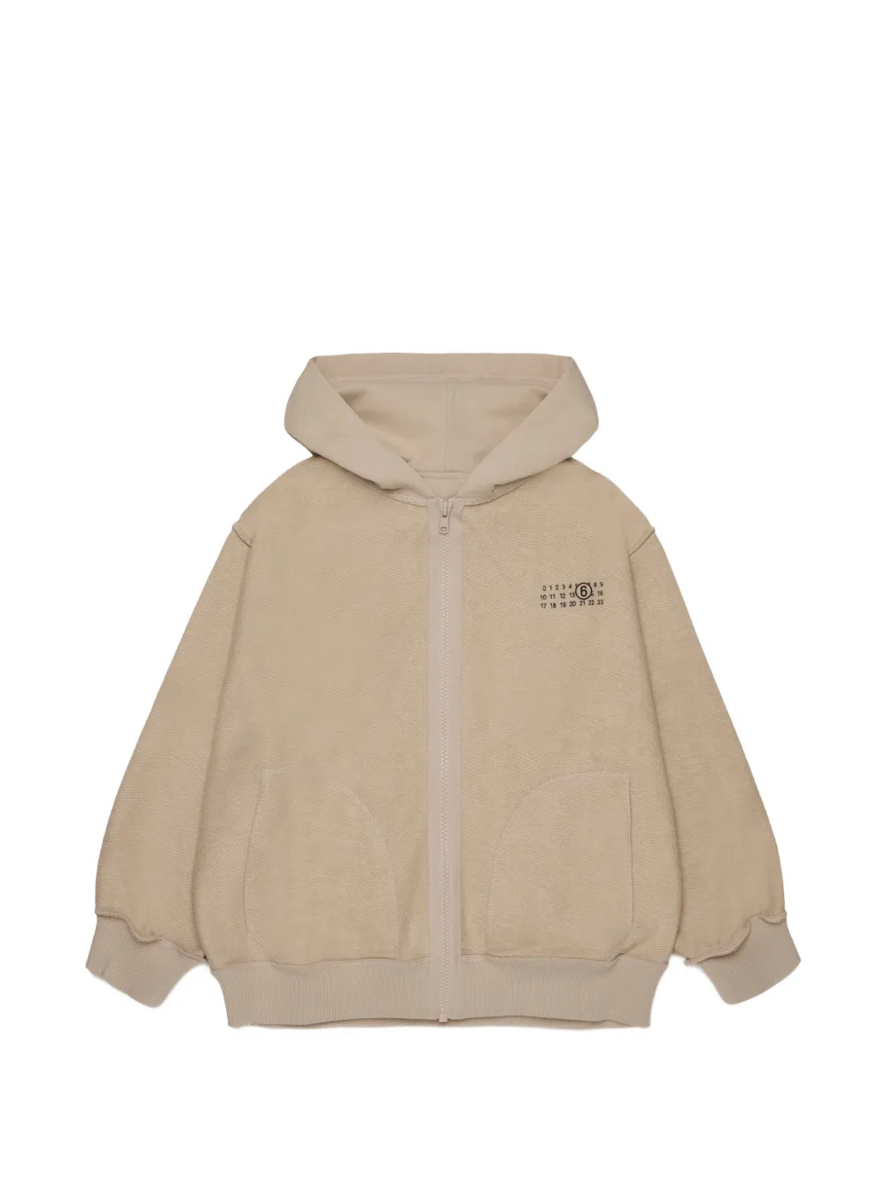 MM6 Maison Margiela Kids logo-print zip-up hoodie - Nude