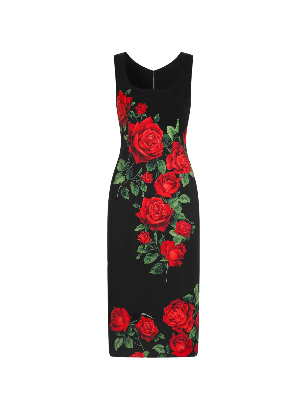 Dolce & Gabbana Ärmelloses Kleid mit Rosen-Print - Schwarz