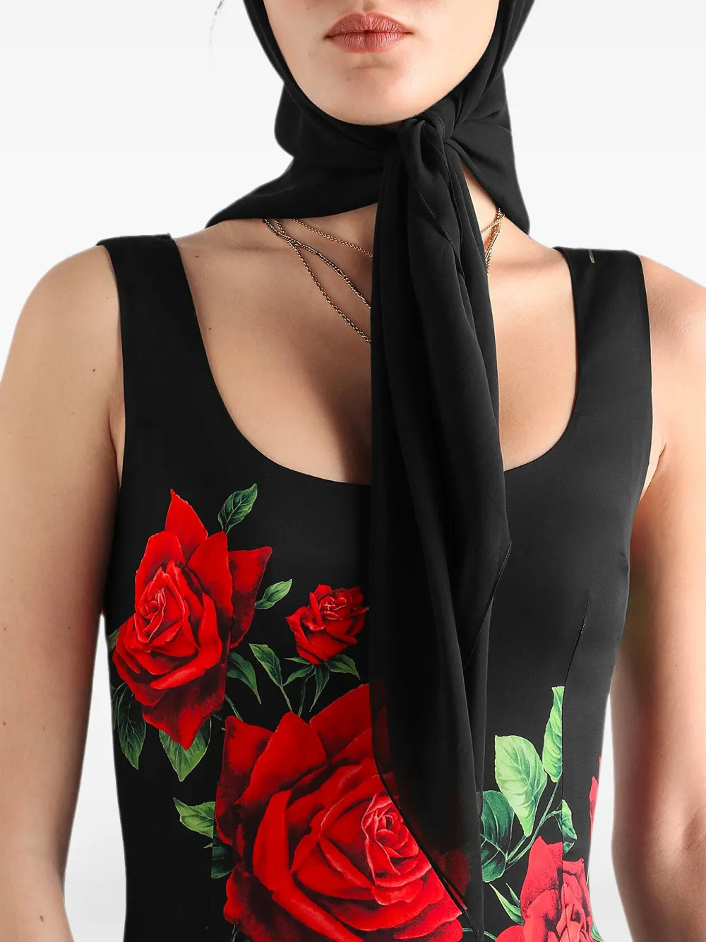 Dolce & Gabbana Shiftjurk met roosprint Zwart