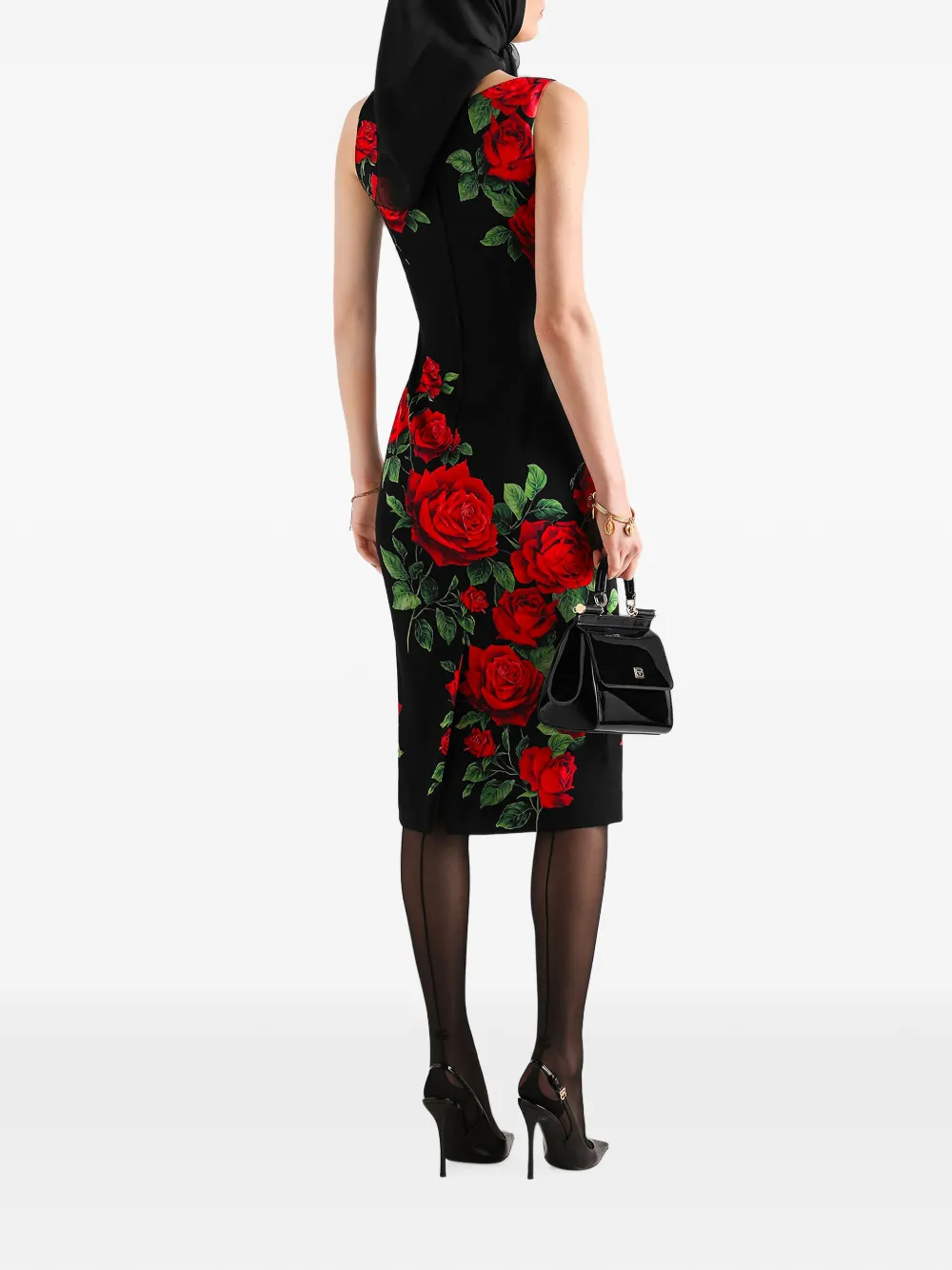 Dolce & Gabbana Shiftjurk met roosprint Zwart