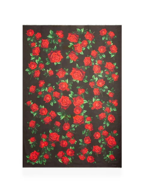 Dolce & Gabbana rose-print frayed scarf