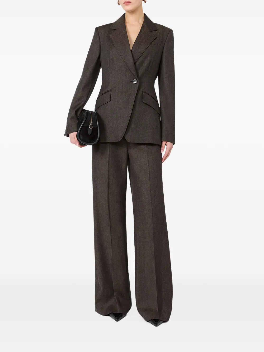 Max Mara Wollen blazer met denim-look Bruin