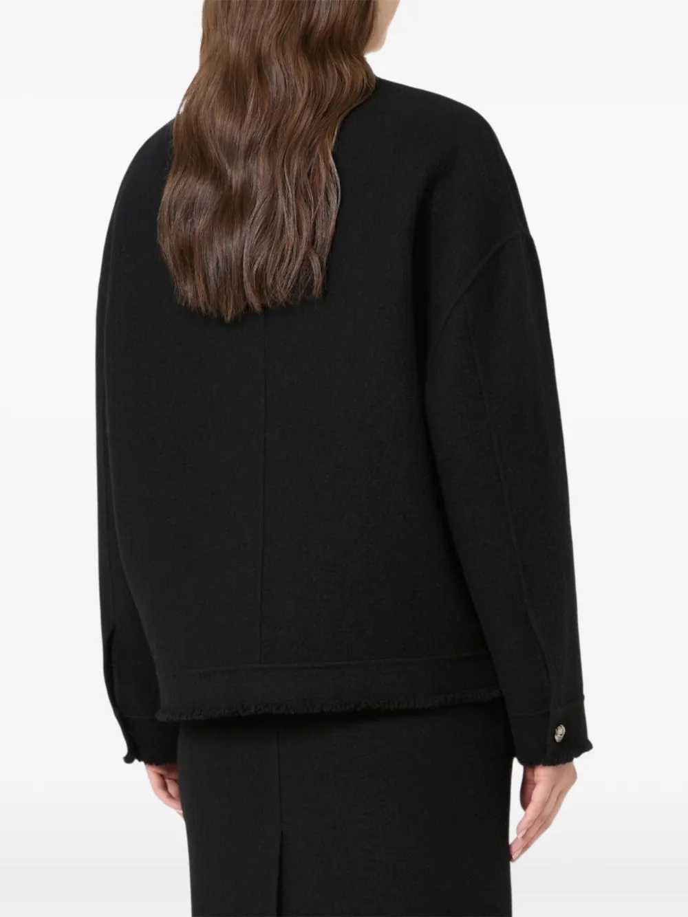 Max Mara double jersey wool bomber jacket black Zwart